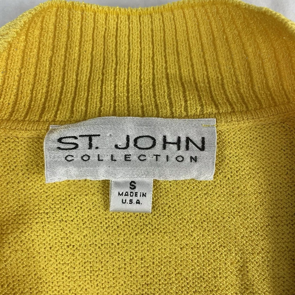 ST JOHN Collection Yellow White Patterned Full Zip Womens Jacket Small - Picture 3 of 9